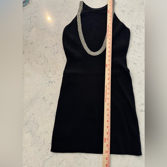 New Endless Rose Jewel Trim Mini Knit Dress Elegant Open Black Sleeveless Sz M - Picture 13 of 15